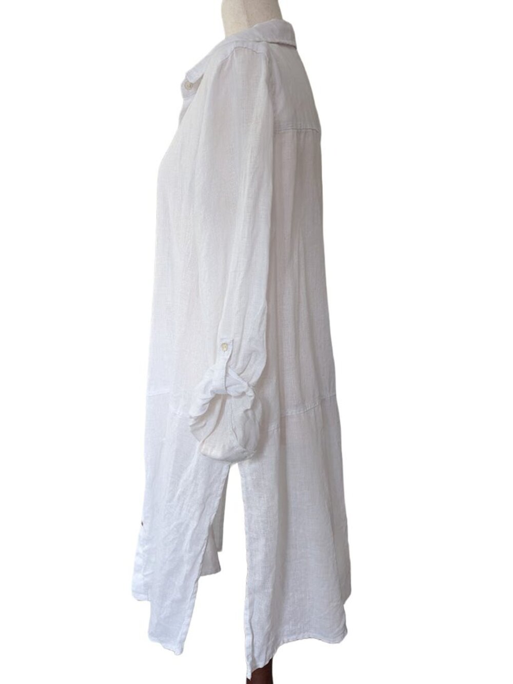 Tahari 100% Linen Button Down White Tunic - Picture 10 of 11